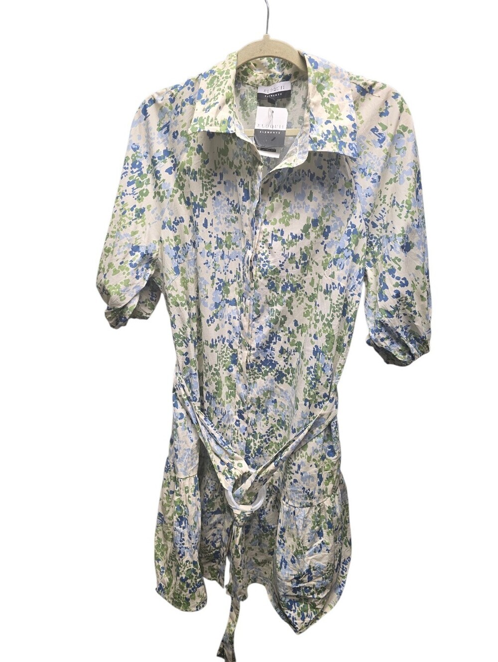 ELOQUII Elements Watercolor Print Button Down Dress With Flounce Sz. 18 NWT